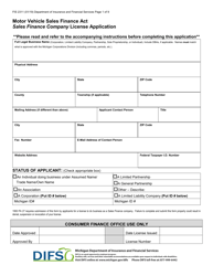 Form FIS2311 Sales Finance Company License Application - Michigan, Page 4