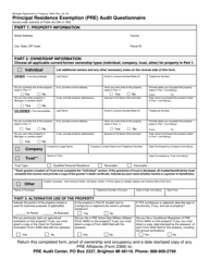 Document preview: Form 4632 Principal Residence Exemption (Pre) Audit Questionnaire - Michigan