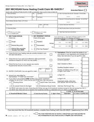 Form MI-1040CR-7 Michigan Home Heating Credit Claim - Michigan