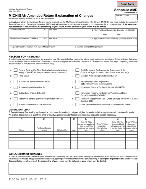 Form 5530 Schedule AMD  Printable Pdf