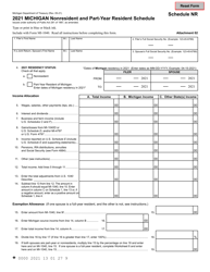 Schedule NR Michigan Nonresident and Part-Year Resident Schedule - Michigan