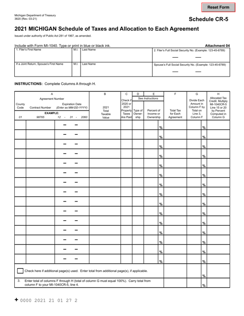 Form 3820 Schedule CR-5 2021 Printable Pdf