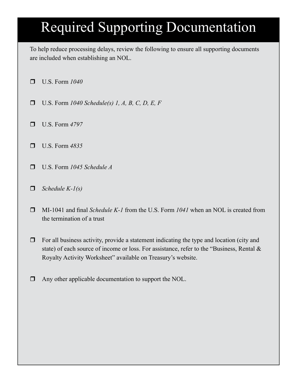 Schedule MI-1045 Michigan Net Operating Loss Schedule - Michigan, Page 4