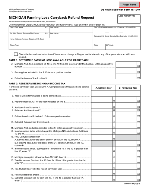 Form 5603  Printable Pdf