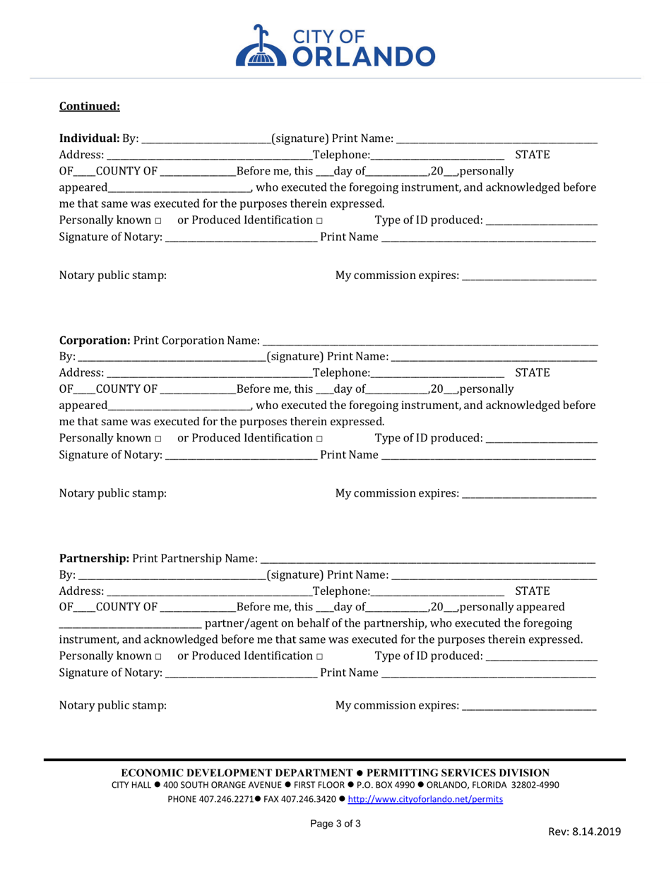 Notice to Building Official for Use of Private Provider - City of Orlando, Florida, Page 3