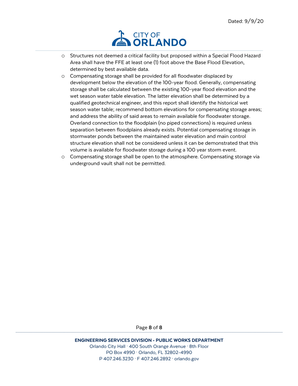 Commercial Submittal Requirements for Site Engineering - City of Orlando, Florida, Page 8