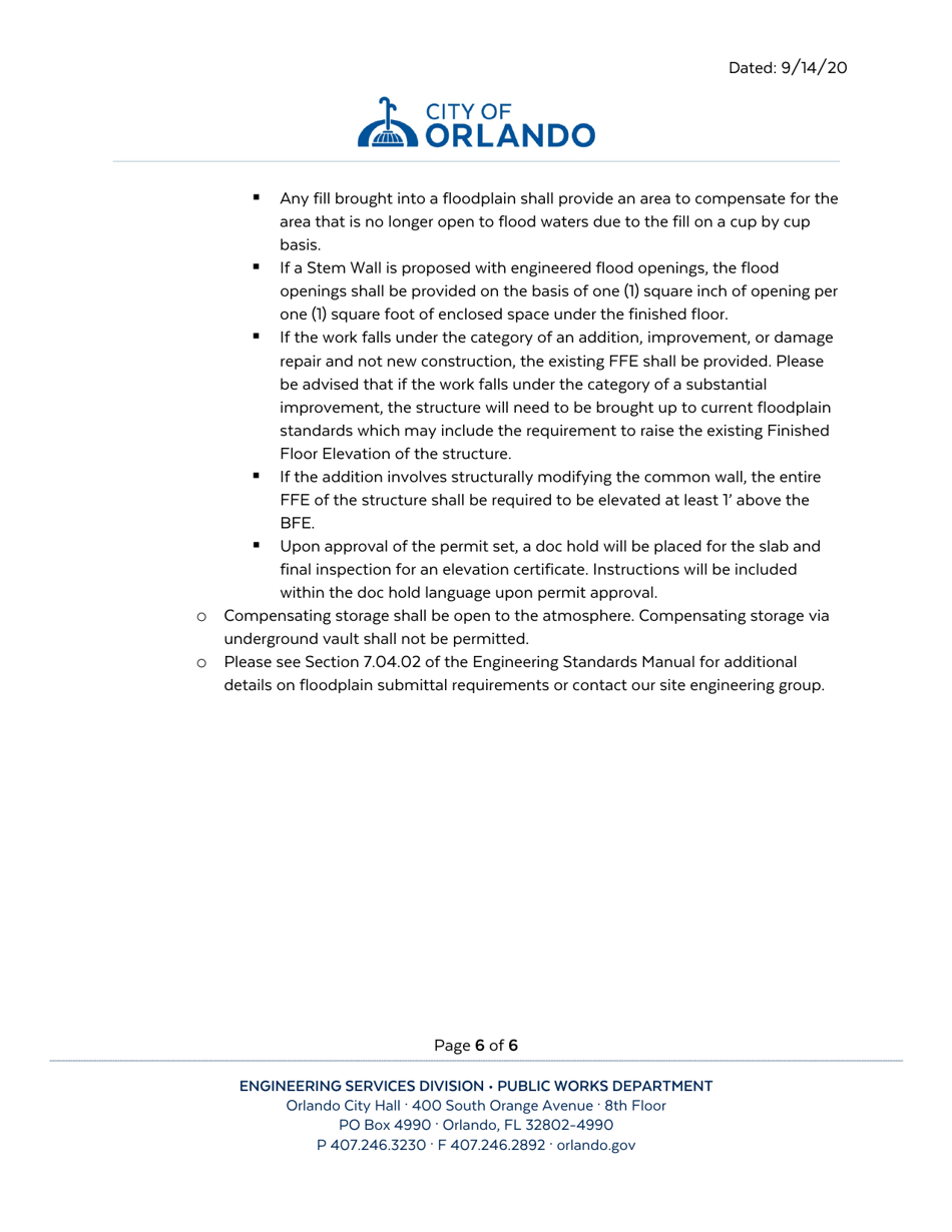 Residential Submittal Requirements for Site Engineering: - City of Orlando, Florida, Page 6