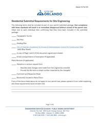 Document preview: Residential Submittal Requirements for Site Engineering: - City of Orlando, Florida