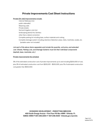 Private Improvements Cost Sheet - City of Orlando, Florida, Page 2
