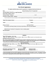 Document preview: Fire Permit Application - City of Orlando, Florida