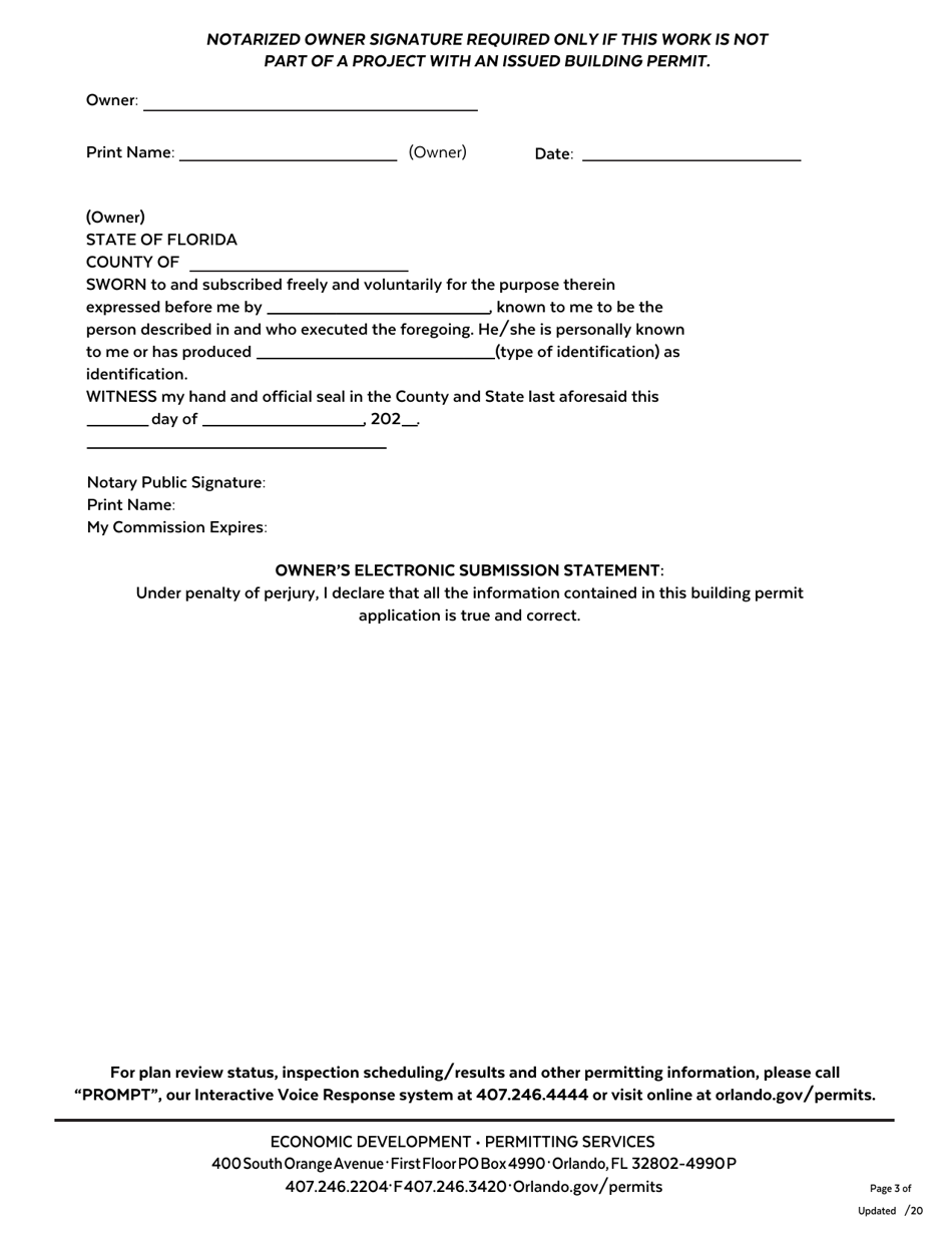 Mechanical Permit Application - City of Orlando, Florida, Page 3