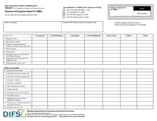 Form FIS0317 &quot;Revenue and Expense Report for Hmos&quot; - Michigan, 2022