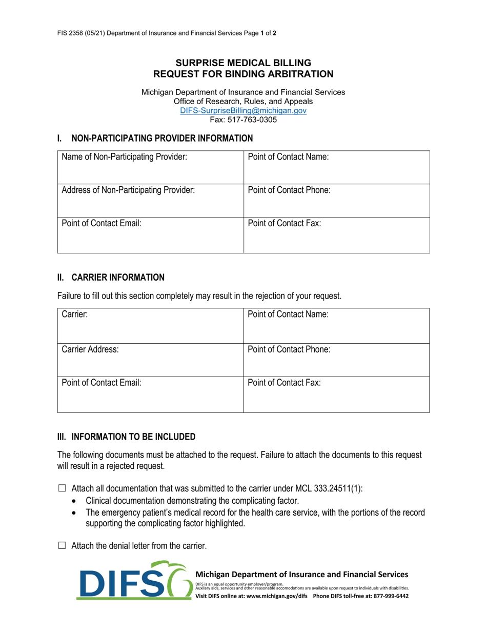 Binding Ruling Request Form Form FIS2358 - Fill Out, Sign Online and Download Fillable PDF ...