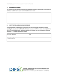 Form FIS2370 Surprise Medical Billing Response to Calculation Review Request - Michigan, Page 2