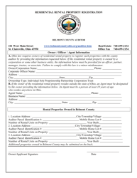 Document preview: Residential Rental Property Registration - Belmont County, Ohio