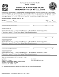 Document preview: Form DH8002-DCHP Notice of in Progress Radon Mitigation System Installation - Florida