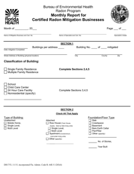 Document preview: Form DH1753 Monthly Report for Certified Radon Mitigation Businesses - Radon Program - Florida