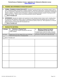 Form DH1054 Application for Radioactive Materials License - Non-human Use - Florida, Page 2
