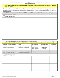 Form DH1054 Application for Radioactive Materials License - Non-human Use - Florida, Page 3