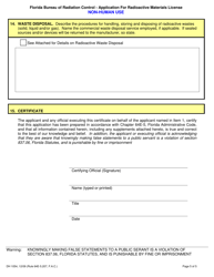Form DH1054 Application for Radioactive Materials License - Non-human Use - Florida, Page 5