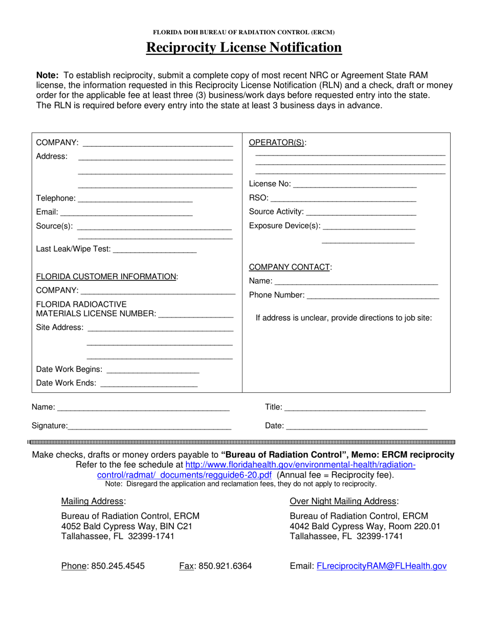 Florida Reciprocity License Notification Fill Out, Sign Online and