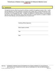 Form DH1322 Application for Radioactive Materials License - Florida, Page 4