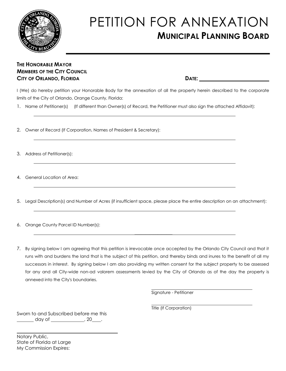 Petition for Annexation - City of Orlando, Florida, Page 1