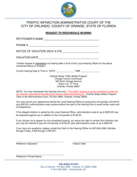Document preview: Request to Reschedule Hearing - City of Orlando, Florida