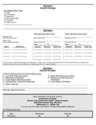 Form DH1753 Monthly Report for Certified Radon Businesses - Radon Mitigation Report - Florida, Page 2