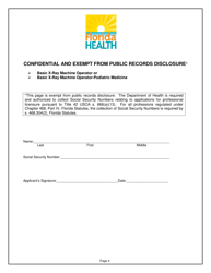 Form DH1006 Application for Certification as a Basic X-Ray Machine Operator or Basic X-Ray Machine Operator - Podiatric Medicine - Florida, Page 7