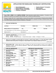 Form DH1005 Application for Radiologic Technology Certification - Florida, Page 4