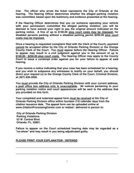 Parking Ticket Appeal Form - City of Orlando, Florida, Page 2