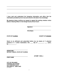 Parking Ticket Appeal Form - City of Orlando, Florida, Page 4