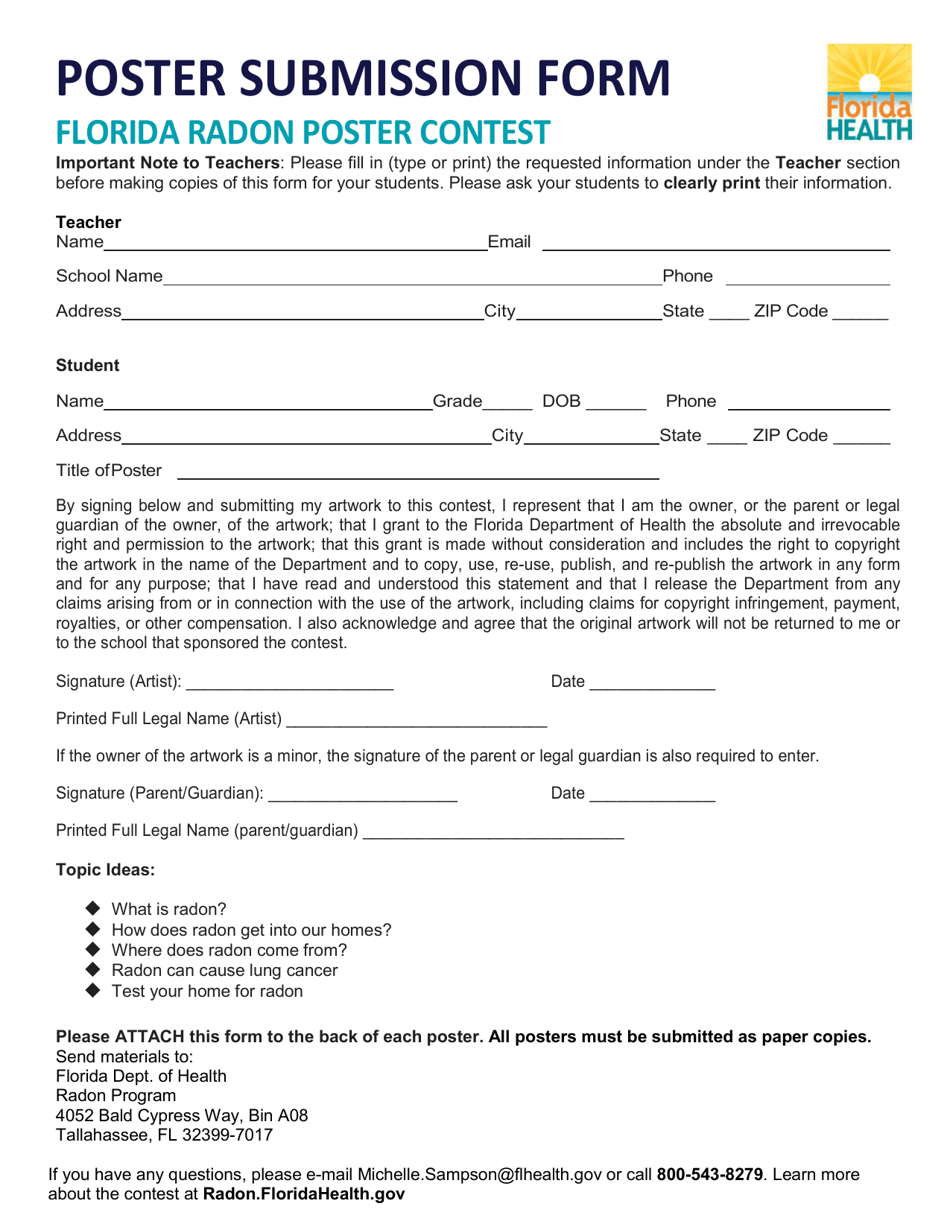 Poster Submission Form - Florida Radon Poster Contest - Florida, Page 2