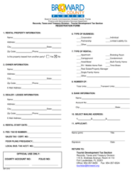 Form 401-210 &quot;Tourist Development Tax Registration Form&quot; - Broward County, Florida