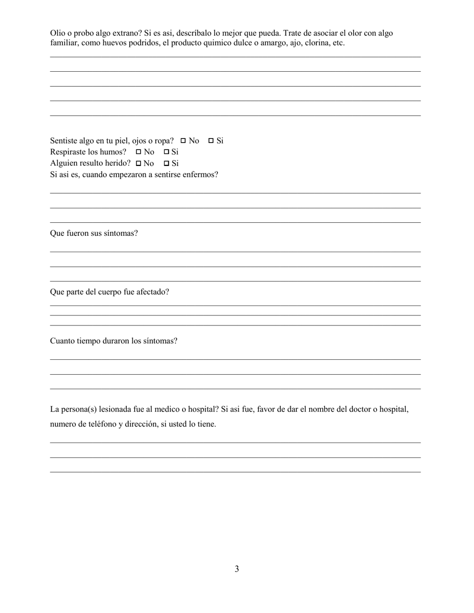 Incidente Del Pesticida O Queja De La Enfermedad - County of Riverside, California (Spanish), Page 3