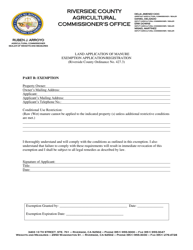 Land Application of Manure Exemption Application/Registration - County of Riverside, California, Page 4