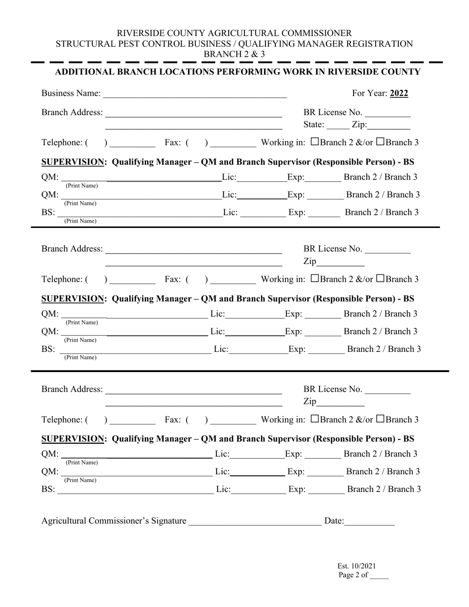 2022 County of Riverside, California Structural Pest Control Business