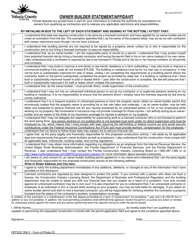Document preview: Owner Builder Statement/Affidavit - County of Volusia, Florida