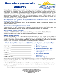 Document preview: Volusia County Water Resources and Utilities Auto-payment Authorization Form - County of Volusia, Florida