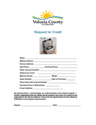 Request for Credit - Dishwasher Rebate Program - County of Volusia, Florida, Page 2