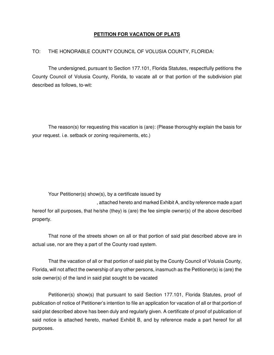 Petition for Vacation of Plats - County of Volusia, Florida, Page 2