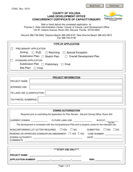 Document preview: Concurrency Certificate of Capacity/Inquiry - County of Volusia, Florida