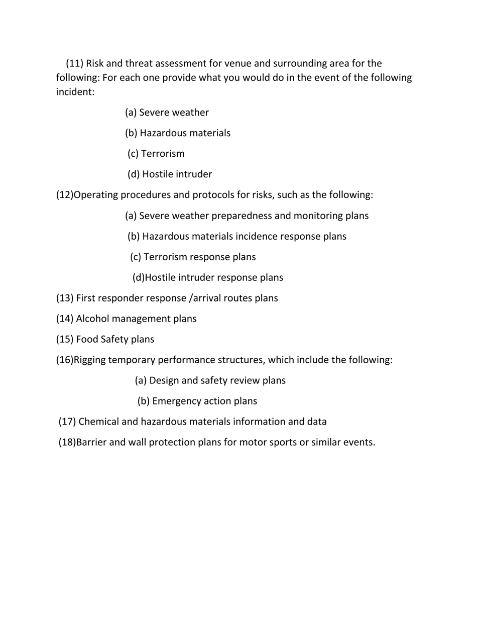 Outdoor Entertainment Event Permit Application - County of Volusia, Florida, Page 8
