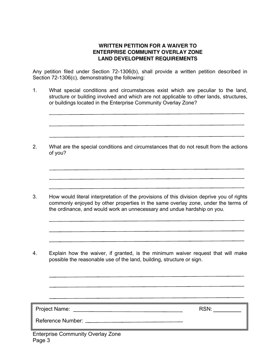 Written Petition for a Waiver to Enterprise Community Overlay Zone Land Development Requirements - County of Volusia, Florida, Page 3