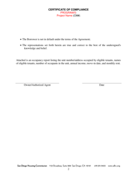 Certificate of Compliance - City of San Diego, California, Page 2