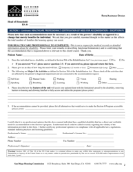 Reasonable Accommodation Request Form - Exception Payment Standard - City of San Diego, California, Page 2