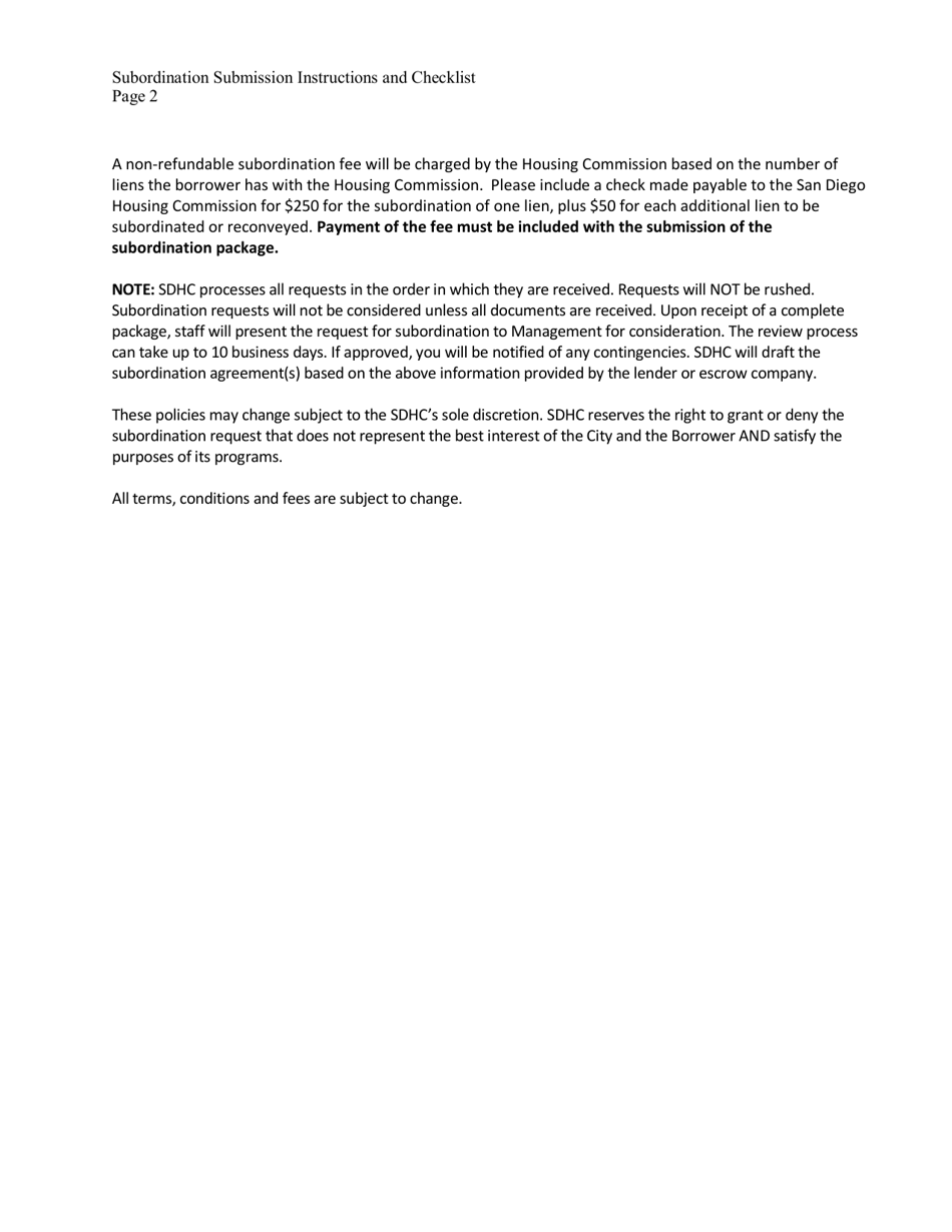 Subordination Submission Instructions and Checklist - City of San Diego, California, Page 4