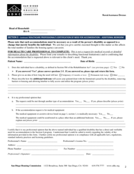 Reasonable Accommodation Request Form - Additional Bedroom - City of San Diego, California, Page 2
