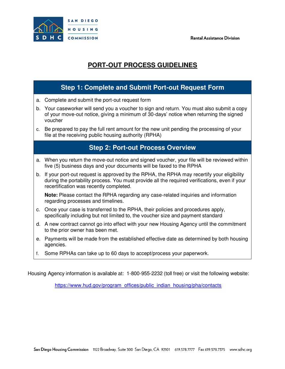 Rental Assistance Program Portability Request - Elderly / Disabled Household - City of San Diego, California, Page 3